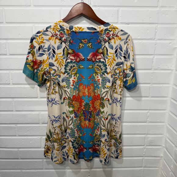 Johnny Was Janie Favorite Short Sleeve Crew Neck Swing Tee Bamboo Floral Sz Med - Picture 9 of 13